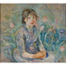 campesina niña en medio de tulipanes de Berthe Morisot — presentado en un interior