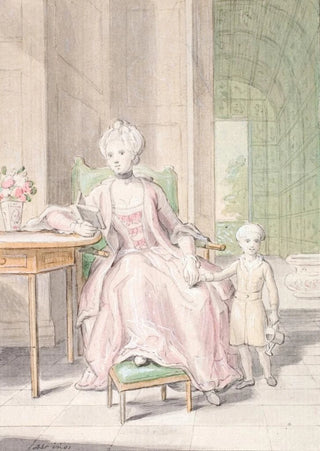 Peder Als - Dronning Caroline Mathilde med kronprins Frederik.webp