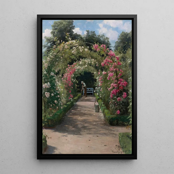 En el jardín - Peder Mønsted — cuadro enmarcado en la pared