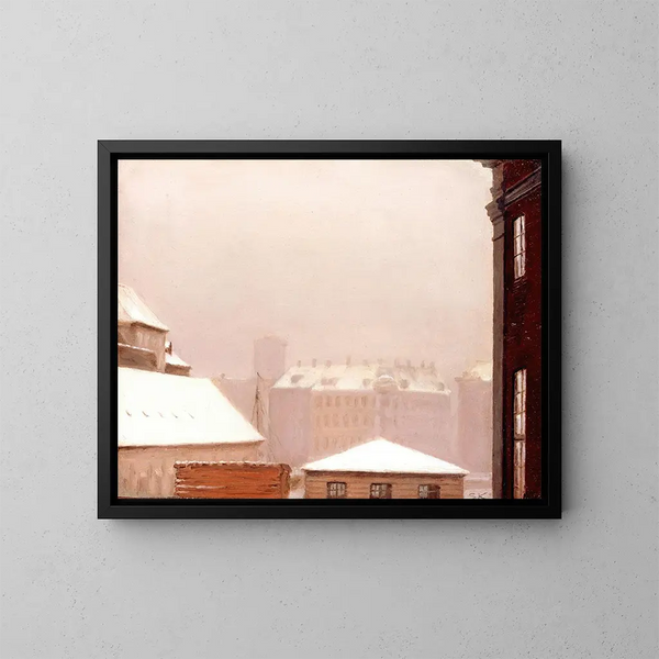 Tejados de Copenhague bajo la nieve - Peder Severin Krøyer — cuadro enmarcado en la pared