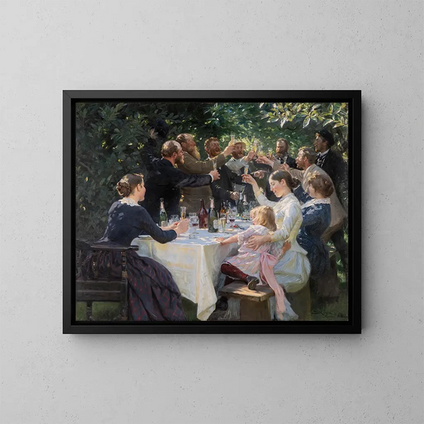 Hip Hip Hourra, fête des artistes à Skagen - Peder Severin Krøyer — framed artwork on a wall