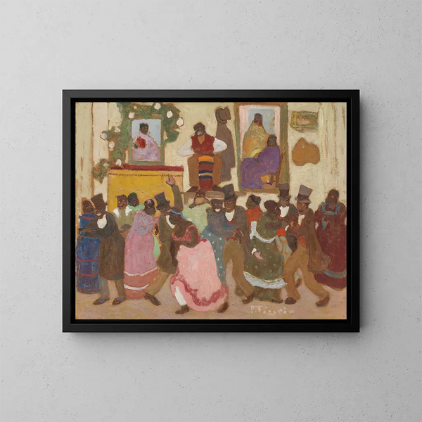 Personas bailando - Pedro Figari — cuadro enmarcado en la pared