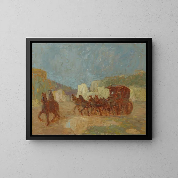 Una diligencia - Pedro Figari — cuadro enmarcado en la pared