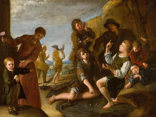 Pedro Nez de Villavicencio - Boys playing dice a presentation modello.webp