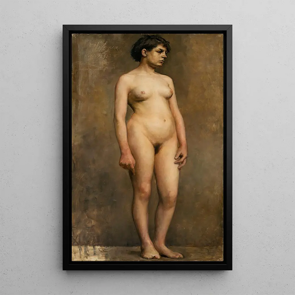 Modelo femenino desnudo - Pekka Halonen — cuadro enmarcado en la pared