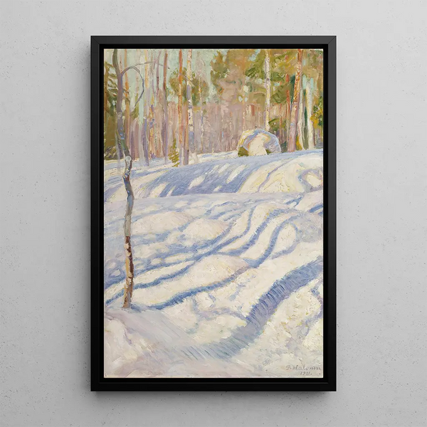 Paisaje de invierno soleado - Pekka Halonen — cuadro enmarcado en la pared