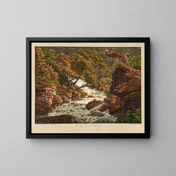 Cascada de agua Chéret - Peter Birmann — cuadro enmarcado en la pared