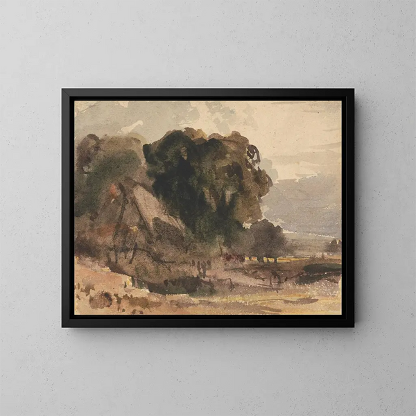 Cottage among the trees - Peter DeWint — framed artwork on a wall