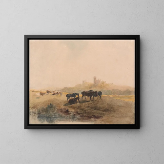 Peter DeWint - Horses Resting in a Meadow near Bolsover Castle.webp