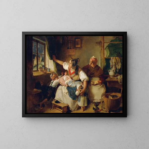 L'orage - Peter Fendi — cuadro enmarcado en la pared