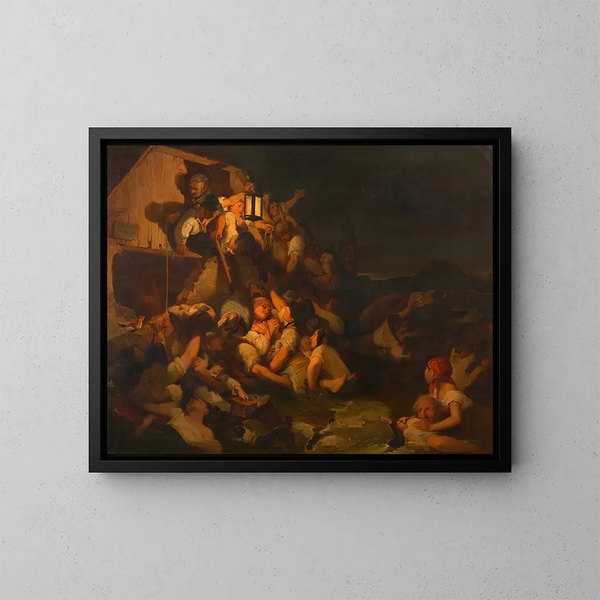 Escena de la inundación del Danubio - Peter Fendi — cuadro enmarcado en la pared