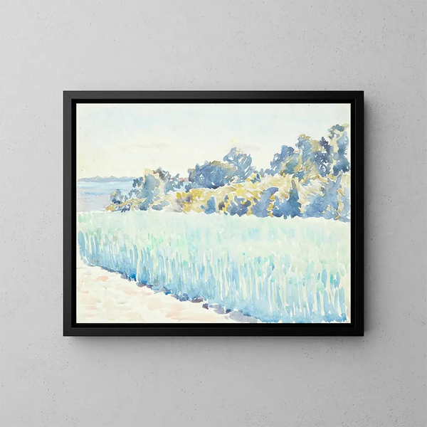 Paisaje finlandés Campo de trigo cerca de un bosque - Peter Hansen — cuadro enmarcado en la pared