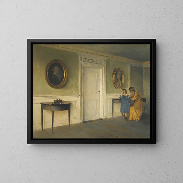 the artist's daughters in an interior - Peter Ilsted — framed artwork on a wall