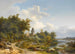Figures sur un chemin de campagne à côté d'un château en ruine - Peter Ludwig Kühnen — artwork view