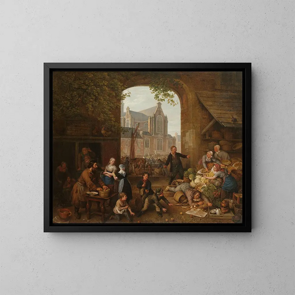 Dos borrachos en el mercado cerca de la Westerkerk en Ámsterdam - Peter Paul Joseph Noël — cuadro enmarcado en la pared