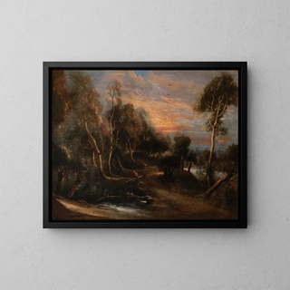 Peter Paul Rubens - A wooded landscape at sunset.webp