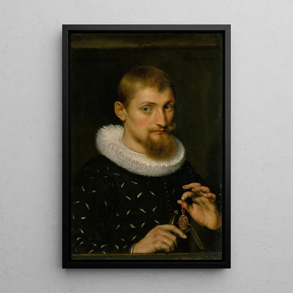 Retrato de un hombre posiblemente arquitecto o geógrafo - Peter Paul Rubens — cuadro enmarcado en la pared
