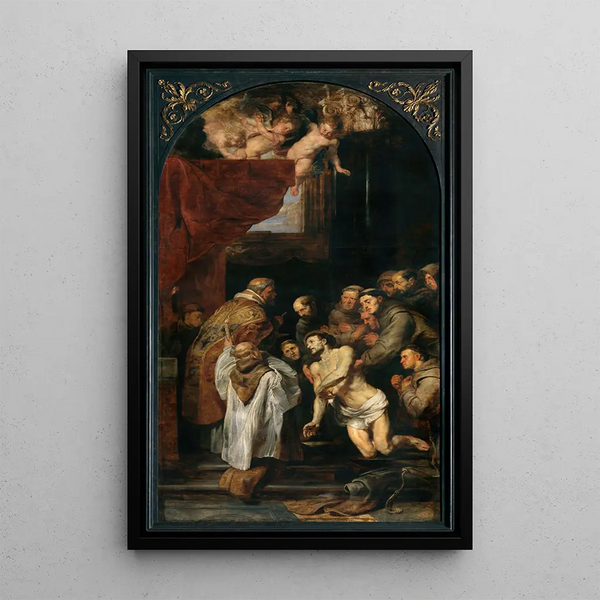 La Dernière Communion de Saint François d'Assise - Peter Paul Rubens — framed artwork on a wall