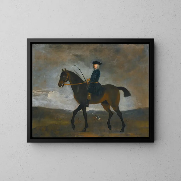 Retrato de un caballero a caballo - Peter Tillemans — cuadro enmarcado en la pared