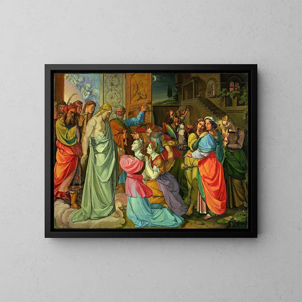 La parábola de las vírgenes prudentes y insensatas inacabado - Peter von Cornelius — cuadro enmarcado en la pared