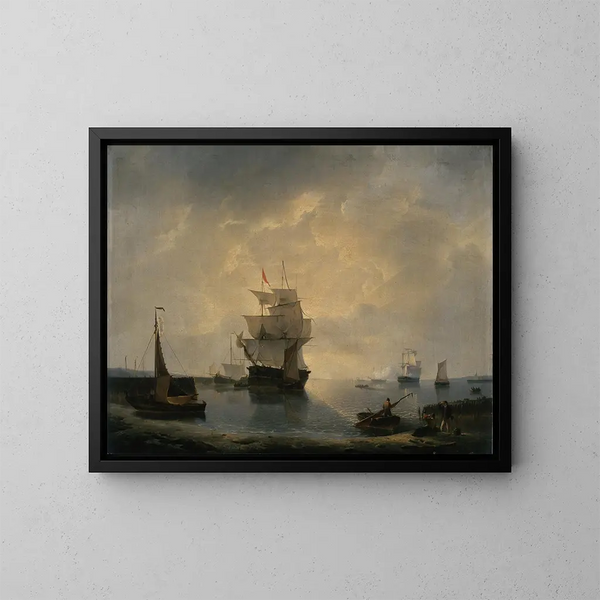 Bateaux à voile dans le port - Petrus Johannes Schotel — cuadro enmarcado en la pared