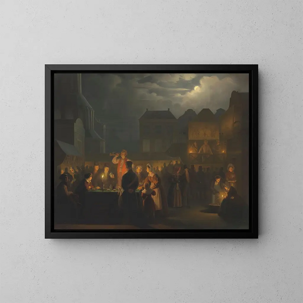 En la feria - Petrus van Schendel — cuadro enmarcado en la pared