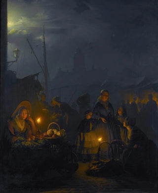 Petrus van Schendel - Dutch market by moonlight.webp