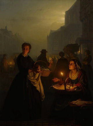 Petrus van Schendel - Fish Market at the SintJacobskerk.webp