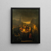 The Noordermarkt at night in Amsterdam - Petrus van Schendel — framed artwork on a wall