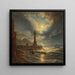 Faro en el puerto de Nápoles a la luz de la luna - Joseph Rebell — cuadro enmarcado en la pared