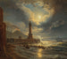 Faro en el puerto de Nápoles a la luz de la luna - Joseph Rebell — vista de la obra