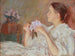 Dama en blanco sosteniendo lilas - Philip Leslie Hale — vista de la obra