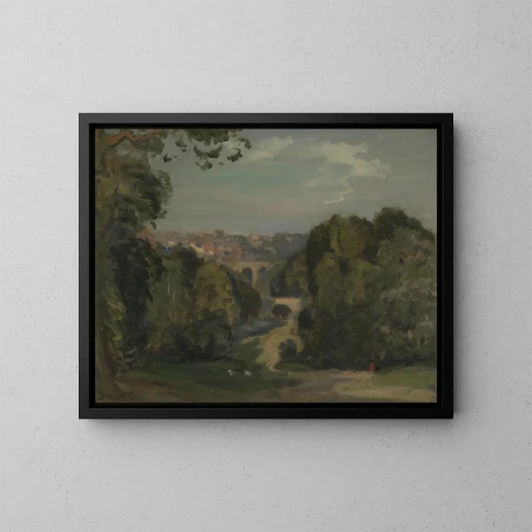 Dos puentes en Knaresborough - Philip Wilson Steer — cuadro enmarcado en la pared