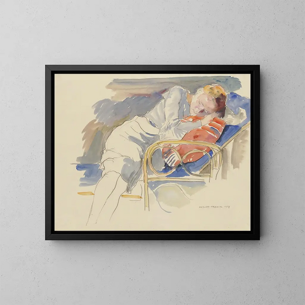 Mujer dormida - Philipp Franck — cuadro enmarcado en la pared