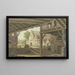 A large barn offers a view of a village - Philipp Jakob Bauer — framed artwork on a wall