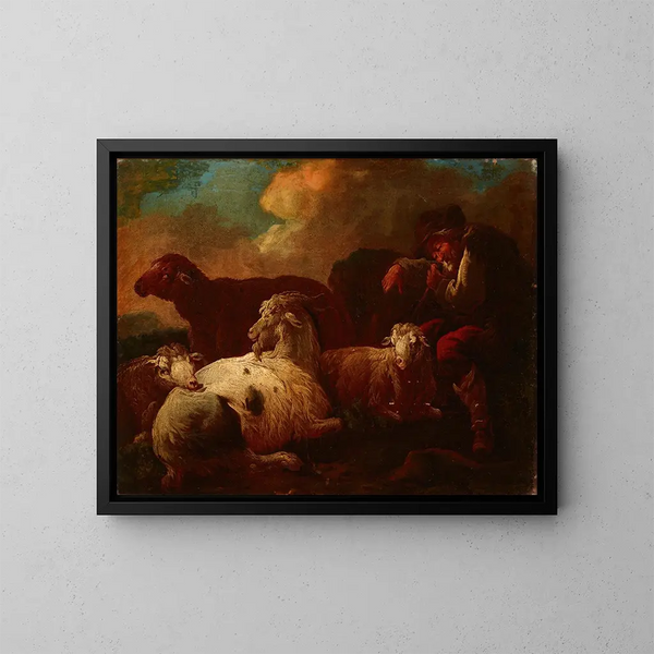 Chèvres et moutons - Philipp Peter Roos — framed artwork on a wall