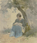 a seated woman under a tree doing needlework - Philipp Rumpf — artwork view