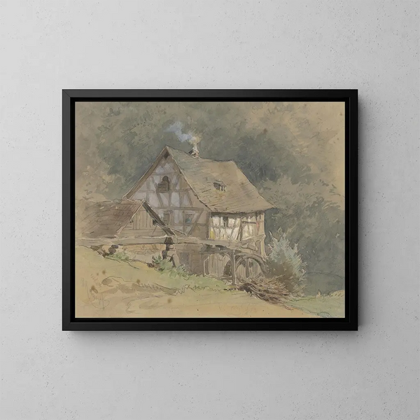 Molino de agua en entramado de madera - Philipp Rumpf — cuadro enmarcado en la pared