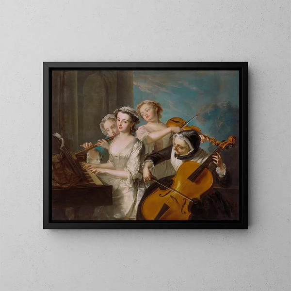 El sentido del oído - Philippe Mercier — cuadro enmarcado en la pared