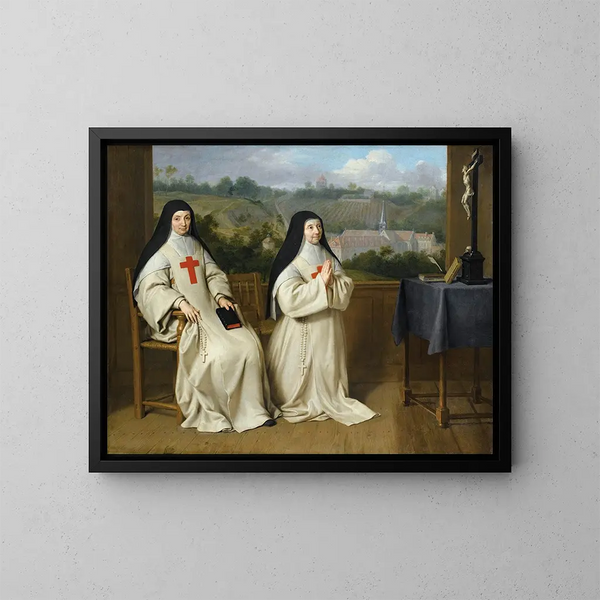 retrato de la madre Agnès y de la hermana Angélique de la abadía de Port-Royal-des-Champs - Philippe de Champaigne — cuadro enmarcado en la pared