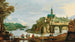 Landscape painting with a city on a river - Philippe de Momper I — artwork view