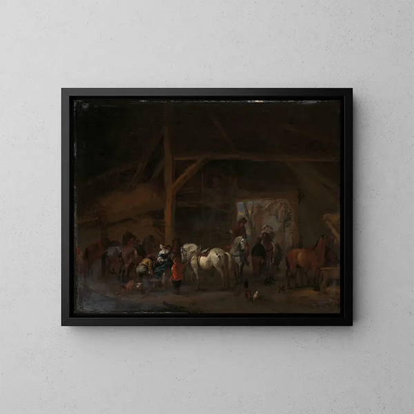 Una establo - Philips Wouwerman — cuadro enmarcado en la pared