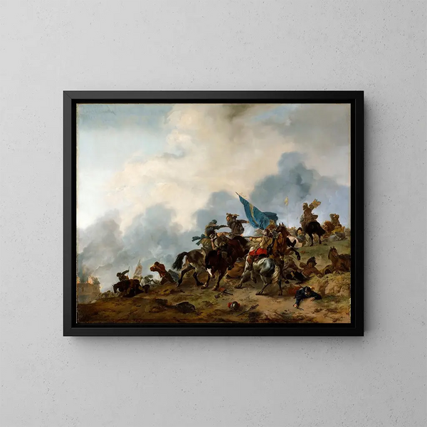 Escena de batalla - Philips Wouwerman — cuadro enmarcado en la pared