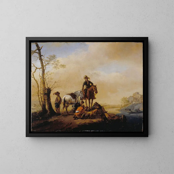Parada de los deportistas - Philips Wouwerman — cuadro enmarcado en la pared