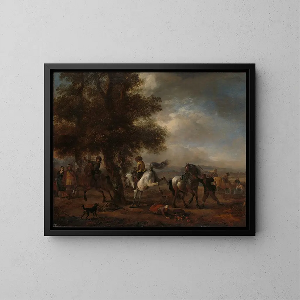 El gris que se encabrita - Philips Wouwerman — cuadro enmarcado en la pared