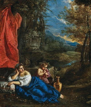 Pier Francesco Mola - Flora and the Infant Bacchus in a wooded landscape.webp
