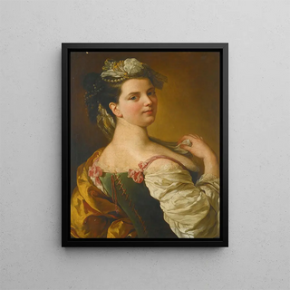 Pier Leone Ghezzi - Portrait Of A Young Girl As A Shepherdess.webp