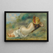 la bañista acostada de espaldas con un sombrero de paja o Mujer acostada en la hierba - Pierre-Auguste Renoir — cuadro enmarcado en la pared