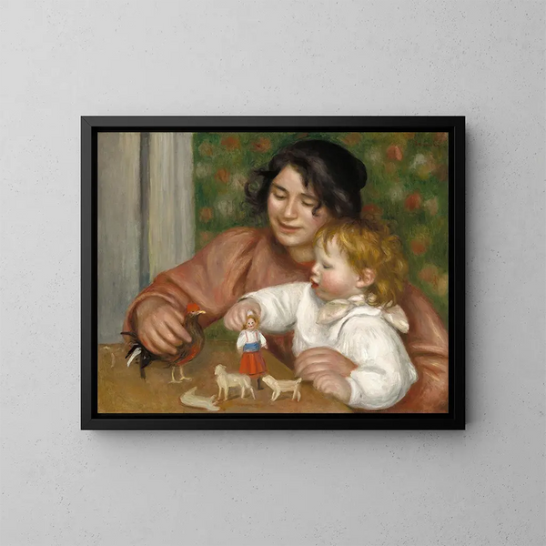 Niño con juguetes, Gabrielle y el hijo del artista Jean - Pierre-Auguste Renoir — cuadro enmarcado en la pared