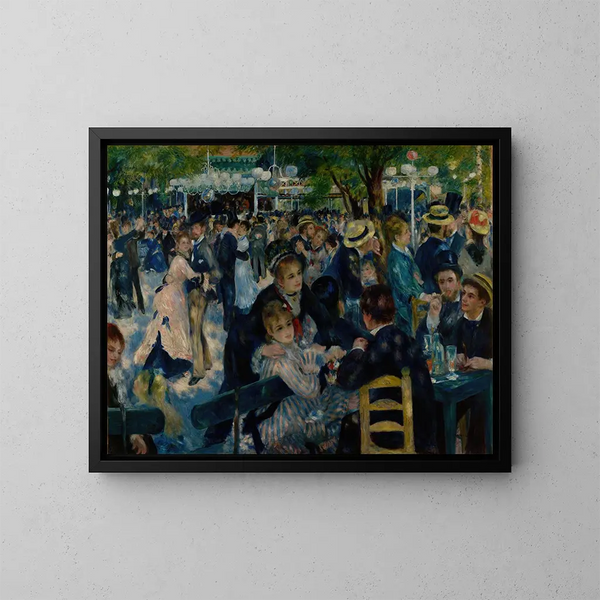 Danza en el Moulin de la Galette - Pierre-Auguste Renoir — cuadro enmarcado en la pared